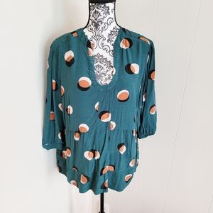 Boden Dot Print Half Sleeve Woven Blouse